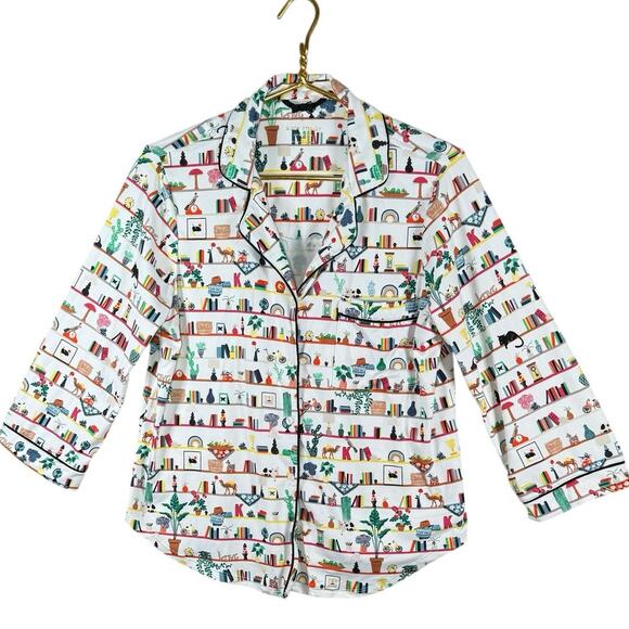 Kate Spade Pajama Set Women’s Medium | Cotton Blend Button Down Sleepwear - Picture 5 of 11